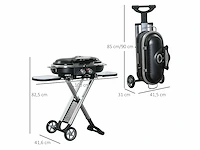 Opvouwbare grillwagen met roestvrij herstelplateau, aluminium, 100 x 41,6 x 82,5 cm, zwart/zilver - afbeelding 3 van  6