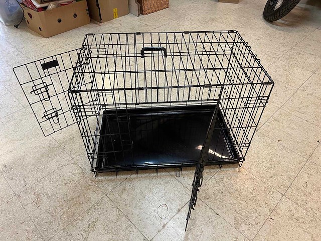 Opvouwbare hondenbench met dubbele deur (medium) van duvo+ - afbeelding 1 van  5