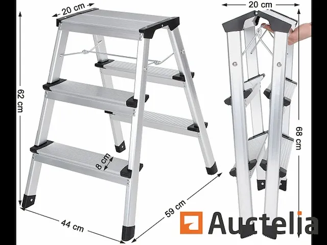 Opvouwbare huishoudelijke ladder, trapladder, poef, 3 niveaus - afbeelding 3 van  9