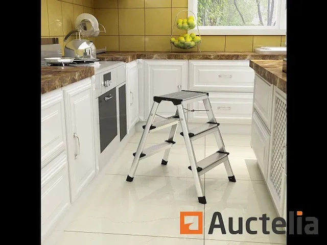 Opvouwbare huishoudelijke ladder, trapladder, poef, 3 niveaus - afbeelding 4 van  9