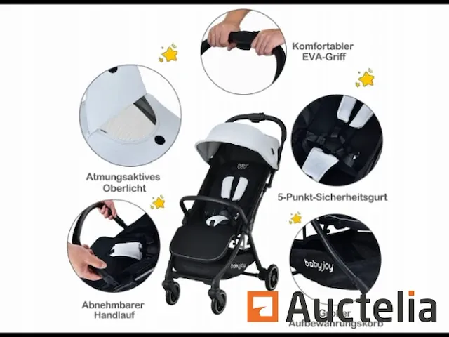 Opvouwbare kinderwagen met 5-punt harnas - afbeelding 1 van  4