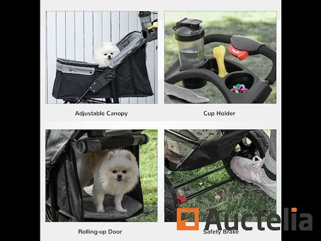Opvouwbare kinderwagen voor huisdier 3 wielen voor hond - afbeelding 3 van  9