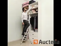 Opvouwbare ladder, trapladder, voetenbankje, 3 niveaus-wit - afbeelding 3 van  8