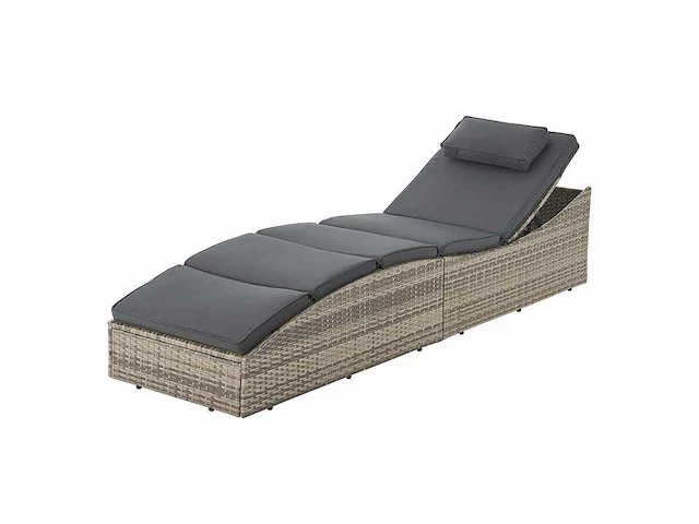 Opvouwbare polyrotan loungestoel met kussen - afbeelding 2 van  7