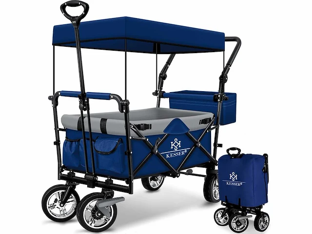 Opvouwbare trolley met dak strandtrolley | inclusief 2x 3-punts gordelsysteem - afbeelding 1 van  9