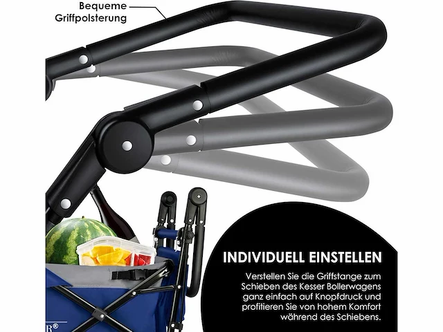 Opvouwbare trolley met dak strandtrolley | inclusief 2x 3-punts gordelsysteem - afbeelding 3 van  9