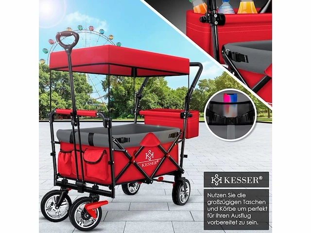 Opvouwbare trolley met dakstrandtrolley | met 2x 3-punts gordelsysteem - afbeelding 2 van  7