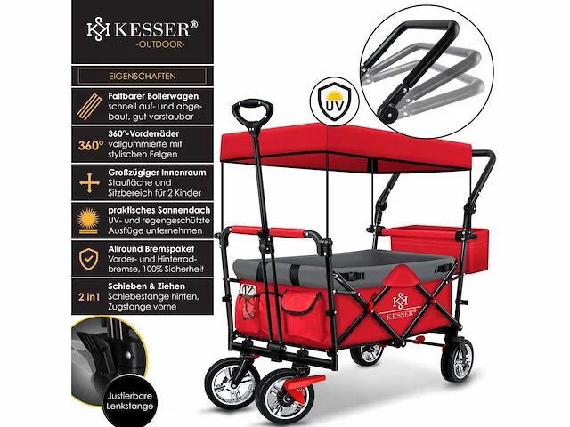 Opvouwbare trolley met dakstrandtrolley | met 2x 3-punts gordelsysteem - afbeelding 4 van  7