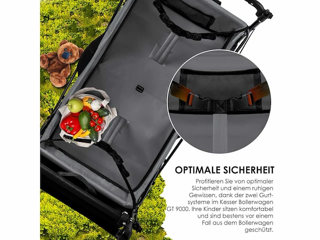 Opvouwbare trolley met dakstrandtrolley | met 2x 3-punts gordelsysteem - afbeelding 2 van  6