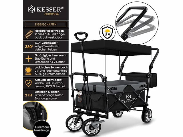 Opvouwbare trolley met dakstrandtrolley | met 2x 3-punts gordelsysteem - afbeelding 5 van  6