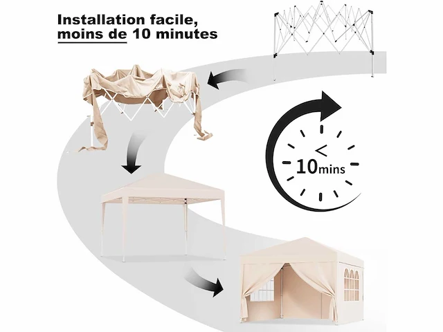 Opvouwbare tuinpaviljoen 3x3m draagbare pop-up tent - afbeelding 6 van  6