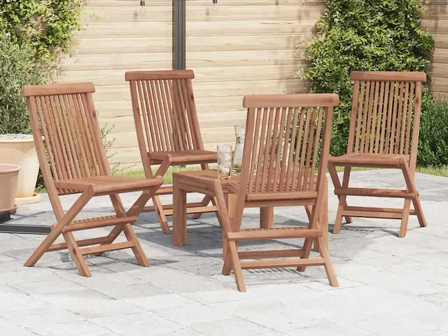 Opvouwbare tuinstoelen - teak (x4) - afbeelding 1 van  7