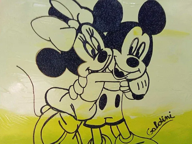Orgineel schilderij d'haese & galdini mickey & minie - afbeelding 1 van  5