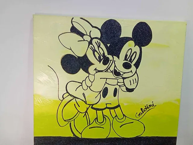 Orgineel schilderij d'haese & galdini mickey & minie - afbeelding 2 van  5