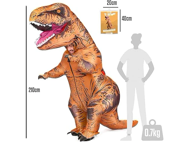 Originalcup® opblaasbare xxl t-rex: dinosaurus kostuum - afbeelding 3 van  4