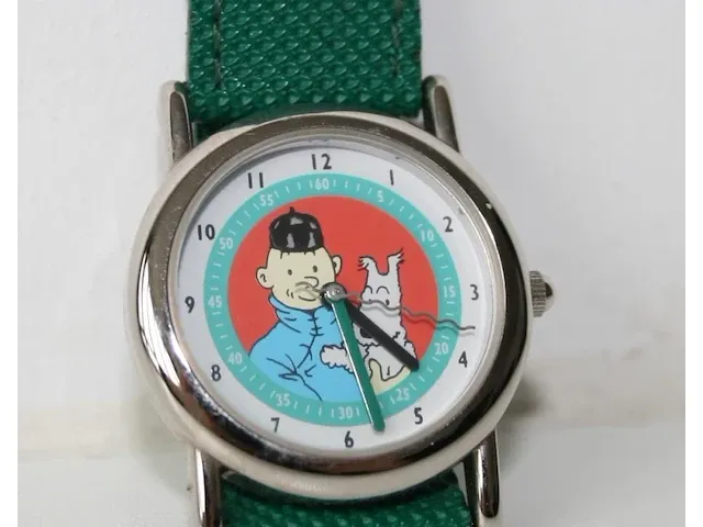 Originele polshorloge kuifje met etui - "kuifje en bobbie blauwe lotus 1" - afbeelding 1 van  7