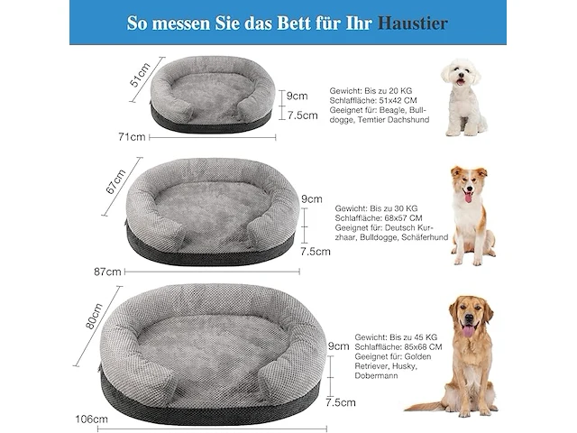 Orthopedisch hondebed 87*67cm - afbeelding 3 van  3