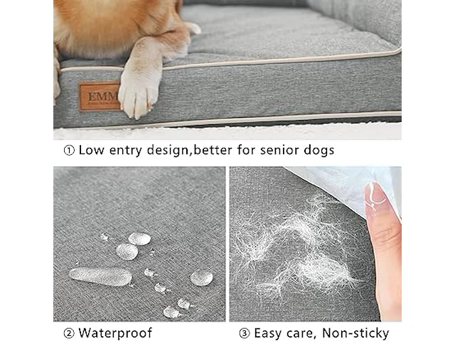 Orthopedisch hondenbed emme lichtgrijs 91.5x71x23cm - afbeelding 3 van  6