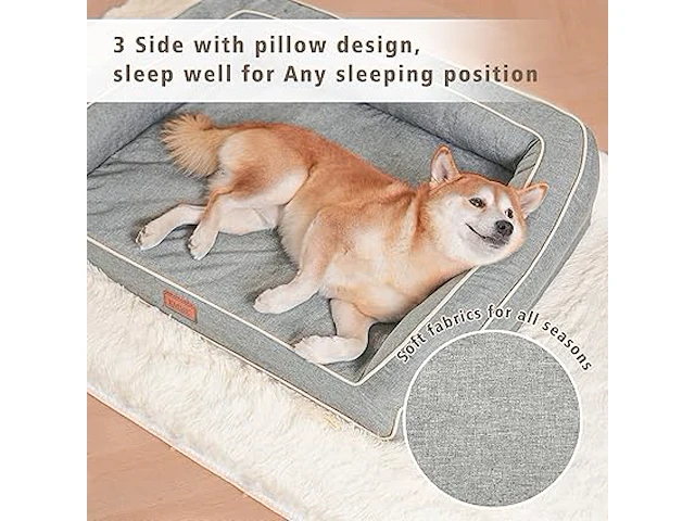 Orthopedisch hondenbed emme lichtgrijs 91.5x71x23cm - afbeelding 4 van  6