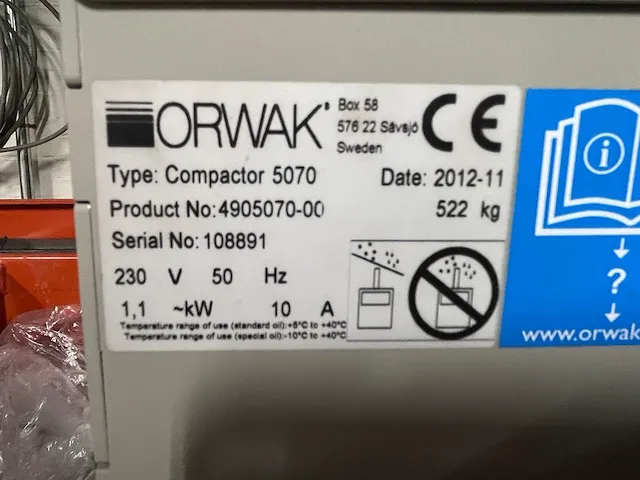 Orwak compactor 5070 balenpers - afbeelding 5 van  7