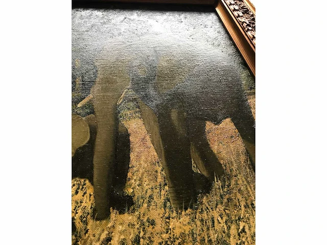 Oud olieverf schilderij op doek. gesigneerd. - afbeelding 6 van  16