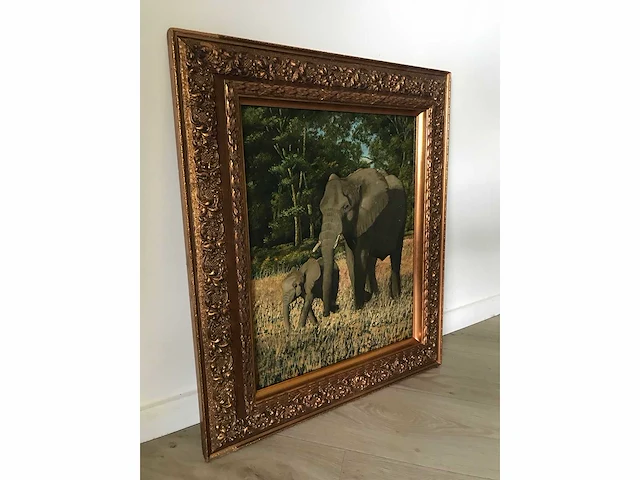 Oud olieverf schilderij op doek. gesigneerd. - afbeelding 9 van  16