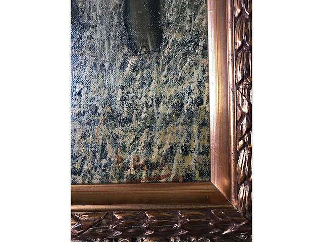 Oud olieverf schilderij op doek. gesigneerd. - afbeelding 14 van  16