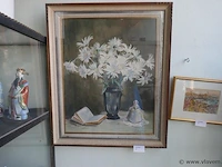 Oud schilderij achter glas - afbeelding 1 van  2