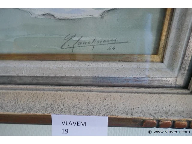 Oud schilderij achter glas - afbeelding 2 van  2