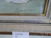 Oud schilderij achter glas - afbeelding 2 van  2