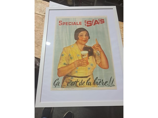 Oude bier affiche met kader affiche 460mm op 640mm - afbeelding 1 van  2