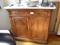 Oude houten kast 2 deuren 1 lade met marmeren blad - afbeelding 1 van  6