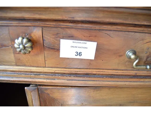 Oude houten kast 2 deuren 1 lade met marmeren blad - afbeelding 2 van  6