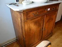 Oude houten kast 2 deuren 1 lade met marmeren blad - afbeelding 6 van  6
