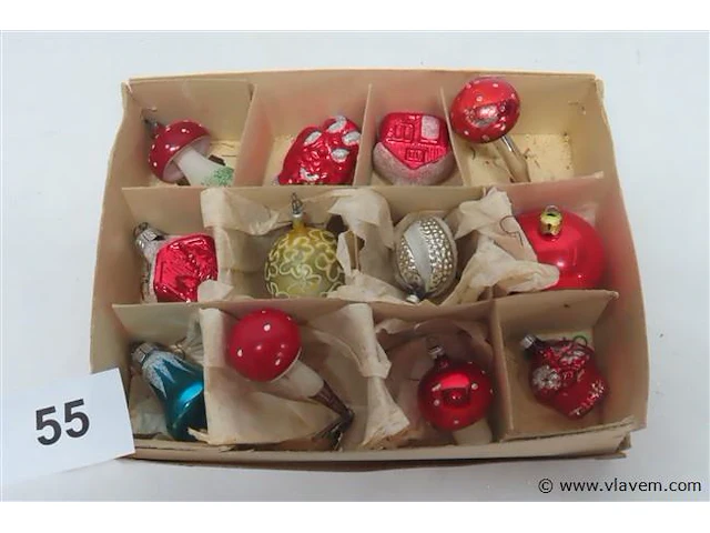 Oude kerstballen, 12 stuks - afbeelding 1 van  3