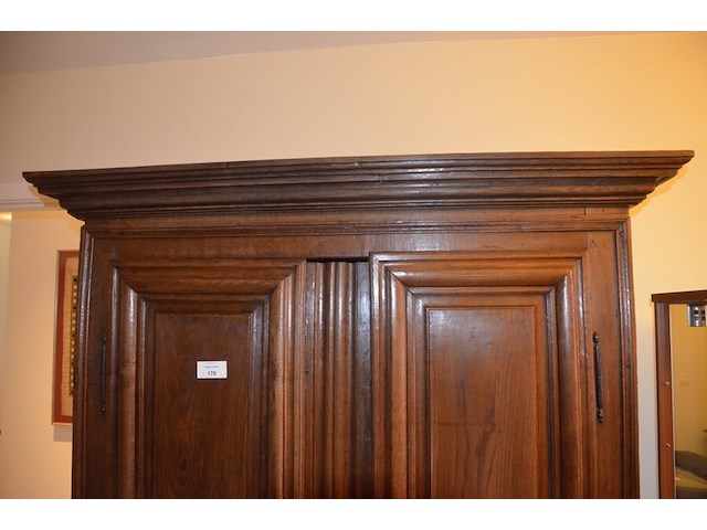 Oude massief eiken kast met 2 deuren en 1 lade ca. 2 m hoog en 1,30m breed - afbeelding 5 van  7