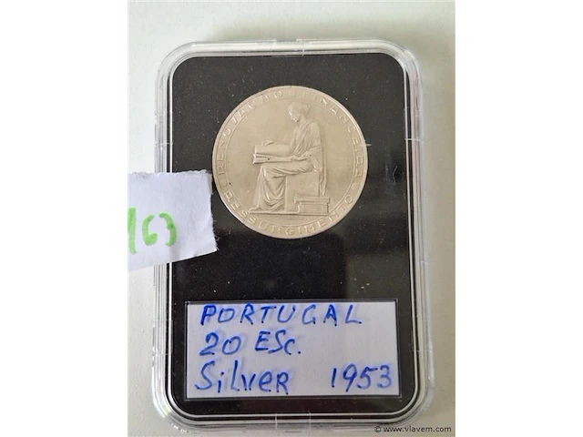 Oude munt zilver portugal - afbeelding 1 van  4