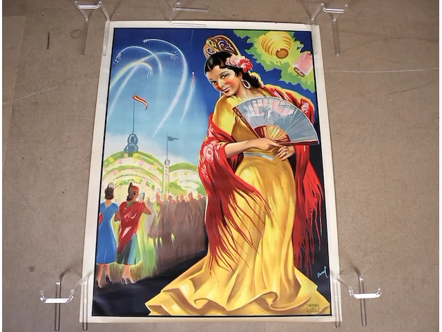 Oude poster spaanse dame - afbeelding 1 van  4