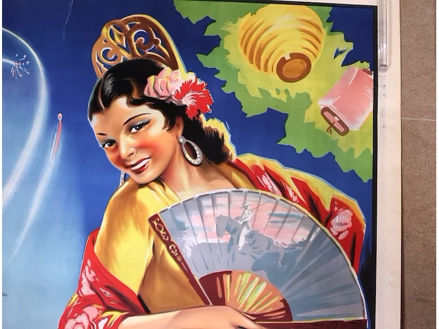 Oude poster spaanse dame - afbeelding 2 van  4