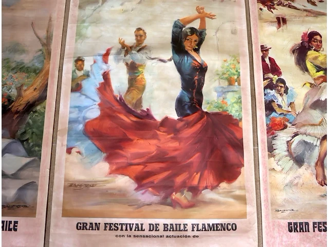 Oude posters spaanse dansers (x3) - afbeelding 3 van  6