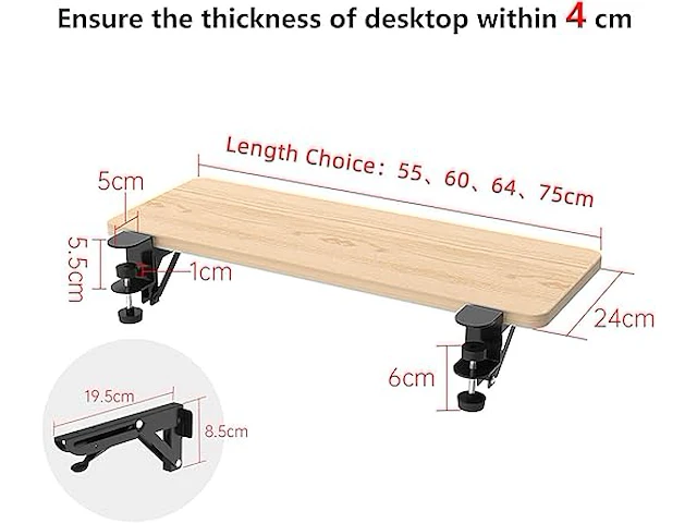 Ougic ergonomie desk extender lade - afbeelding 2 van  3