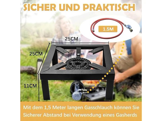 Outdoor camping gaskoker 25 x 25 x 11 cm - afbeelding 2 van  6