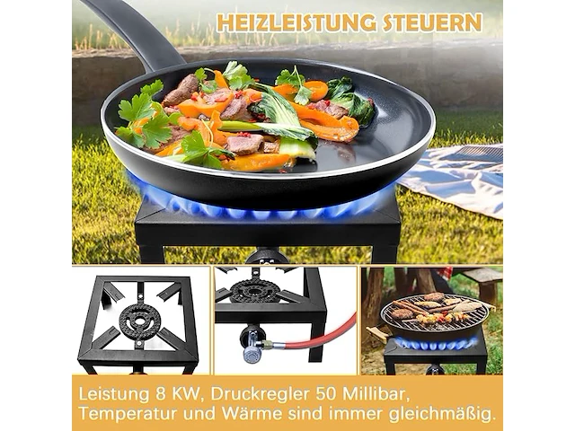 Outdoor camping gaskoker 25 x 25 x 11 cm - afbeelding 4 van  6