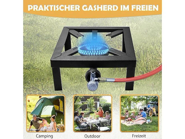 Outdoor camping gaskoker 25 x 25 x 11 cm - afbeelding 5 van  6