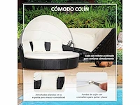 Outdoor modulair rotan eiland 5 stuks ronde lounge stoel met opvouwbare luifel wasbare verwijderbare kussens - afbeelding 6 van  9