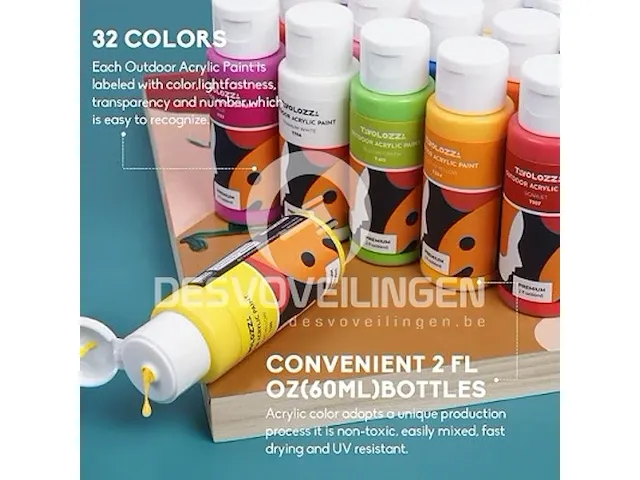 Outdoor pouring acrylic paint set 32 kleuren - afbeelding 4 van  5