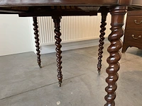 Ovaal tafel notelaar met lijninleg en 5 getorste poten - afbeelding 2 van  2