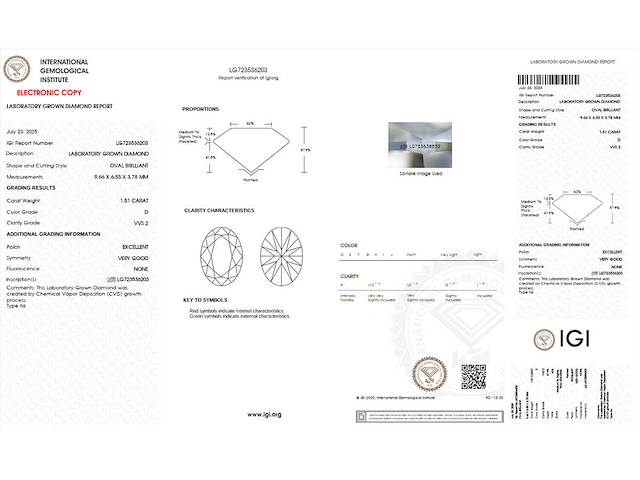 Oval brilliant diamant 1.51 ct – d/vvs2 – igi - afbeelding 4 van  4