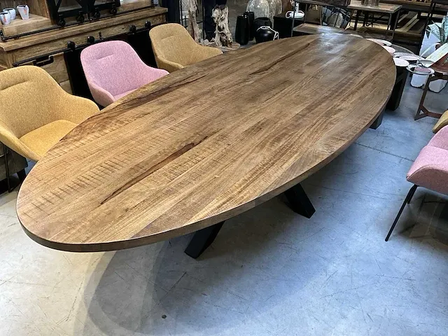 Ovale mangohouten eetkamertafel - afbeelding 1 van  7