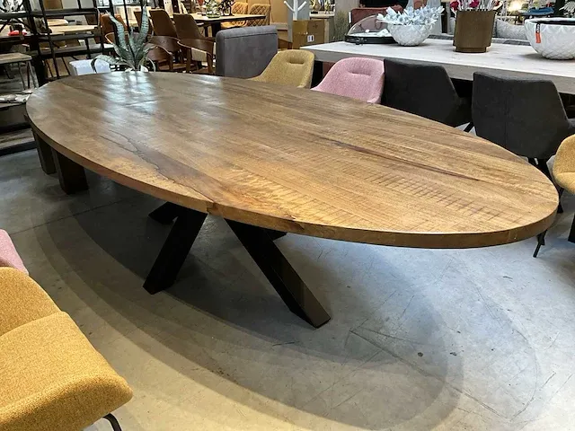Ovale mangohouten eetkamertafel - afbeelding 4 van  7